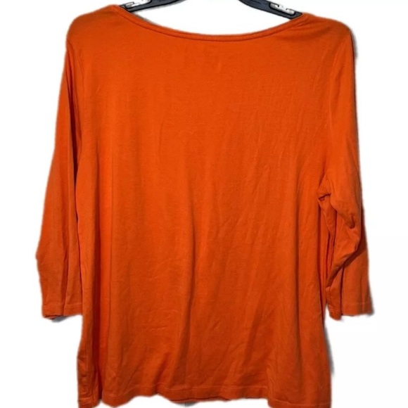 Talbots Women's Orange 3/4 sleeve top - Picture 2 of 3